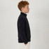 A black polar fleece full zip jacket for youth, featuring a high collar and a side profile view.