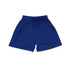 A pair of navy blue youth shorts with an elastic waistband and no visible logos.