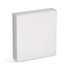 A plain white box, suitable for packaging, featuring a simple design and a visible closure on the top.