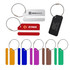 Square aluminium luggage tags in various colours, featuring keyrings and logos. Tags include space for name detail.