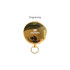 A gold pocket compass with a shiny finish, featuring a logo and a keyring attachment.