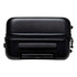 A black hardcase trolley with a zipper, featuring wheels and a retractable handle. It has a simple design and a logo.