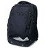 A black Metro-Lock Backpack featuring multiple compartments and a zippered shoe pocket at the bottom.