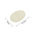 A natural cotton linen bath sponge pad in cream, oval-shaped, with a fabric back and measuring 14.5cm by 10cm.