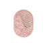 A portable acetate hair comb in a pink marbled design features a mirror on the opposite side and includes a logo.