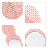 A portable acetate hair comb in pink with a mirror, featuring a marbled design and a logo.