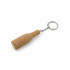 A drink bottle-shaped cork keyring in a natural cork colour with a silver chain and keyring attachment.