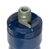 A drink bottle in navy blue with a grey top and a pull-up spout, featuring a logo on the side.