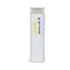 A white mini lint roller featuring a curved, sleek design and a logo.