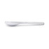 A white Juniper cutlery set spoon with a sleek design, featuring a branded logo.