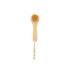A natural wooden face brush with a bamboo handle and soft bristles, featuring a rope for hanging.