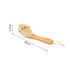 A natural wooden dry brushing body brush with soft bristles, measuring 25cm in length and 7cm in width.