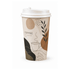A single-walled paper cup with a 400ml capacity, featuring a design in earthy tones and a white lid.