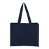 A navy canvas bag with two handles and a simple design. The bag includes a logo on one side.