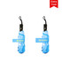 A blue folding umbrella with a black handle and a logo, featuring an anti-rebound design.