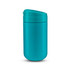 A drink bottle in a vibrant teal colour with a secure lid and a smooth, minimalist design. It features a logo.