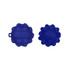 A blue Popper Ball with a textured surface and a flat area, featuring a logo.