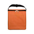 An orange zippered bag with a handle and a front pocket. Features a simple design for outdoor use.