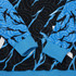 A custom men's active hoodie featuring a blue and black lightning swirl pattern with contrasting blue cuffs and hem.