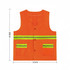 An orange Hi-Vis reflective safety vest featuring two front pockets and yellow reflective stripes.