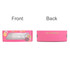A large pink gift box with a rectangular window, featuring a playful donut design and a logo.