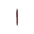 A burgundy metal ballpoint pen with a silver clip and a logo on the barrel.