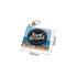 An acrylic keychain featuring a beach scene and a circular vinyl record design. It includes a metal clip for attachment.