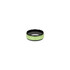 A black ceramic ring featuring a green woven pattern around the centre, with a glossy finish.