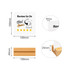 A square acrylic menu in white with a wooden stand, measuring 100mm by 100mm, features a logo and decorative elements.