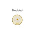 A round pin badge featuring a daisy design, with a gold border and a moulded appearance.