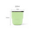 A green 220ml double wall stainless steel camping mug with a round bottom and a black lid. Dimensions are 8cm x 8.5cm.