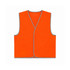 Hi-vis orange safety vest with reflective trim and a Velcro placket. Features a simple, sleeveless design.