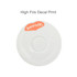 A white ceramic saucer with a smooth finish and a decorative red heart featuring the word "sweet." It has a logo.