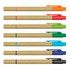 A collection of kraft highlighters in orange, red, green, blue, and black, featuring a minimalist design and varying tip colours.