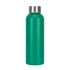 A drink bottle in a vibrant teal colour with a silver stainless steel lid and a smooth finish.