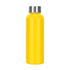A drink bottle in vibrant yellow with a stainless steel cap, featuring a smooth, sleek design.