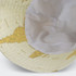 A bucket hat featuring a world map design in yellow tones, with a plain white interior.