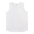 A plain white youth active tank top with a logo on the hem. The top features a sleeveless design.