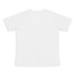 A plain white women's active V-neck T-shirt featuring a simple design and a logo on the back.