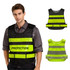 A gourd-shaped high-visibility reflective safety vest in black and bright yellow, featuring adjustable straps and a logo.