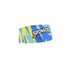 A seamless breathable ice silk mesh headband in vibrant blue, yellow, and purple with a logo.