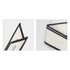 A narrow scarf in cream with black twill weave detailing and a logo. Showcases two angles of the product.