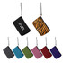 Neoprene cosmetic bags in various colours, including black, orange tiger print, green, purple, and red, with handles.