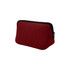 A red neoprene cosmetic bag with a black zipper, featuring a simple, sleek design.