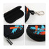A black neoprene glasses pouch featuring a colourful palm tree design, with a zip closure and a clip attachment.