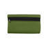 A small, olive green neoprene pencil pouch with a zip closure and black zipper. It features a branding logo.