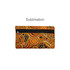 A small neoprene pencil pouch featuring a vibrant Aboriginal-inspired pattern in orange, black, and yellow with a zip closure.