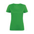 A green women's active tee with short sleeves, featuring a logo. Suitable for sports and casual wear.