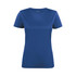 A women's active t-shirt in a vibrant blue colour, featuring a round neckline and short sleeves. It has a logo.