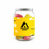 A clear can filled with vibrant jelly party mix, featuring pink, yellow, and green jelly shapes.